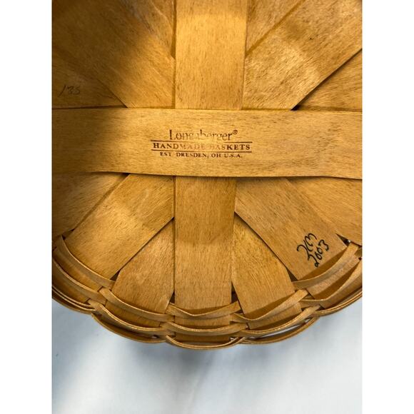 2003 Longaberger Darning Basket w/Fruit Liner & Divided Protector 10"RD x 4"H - Picture 4 of 4